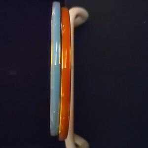 Paula ABDUL Mid-century / Vintage~gorgeous blue and orange enamel bracelets